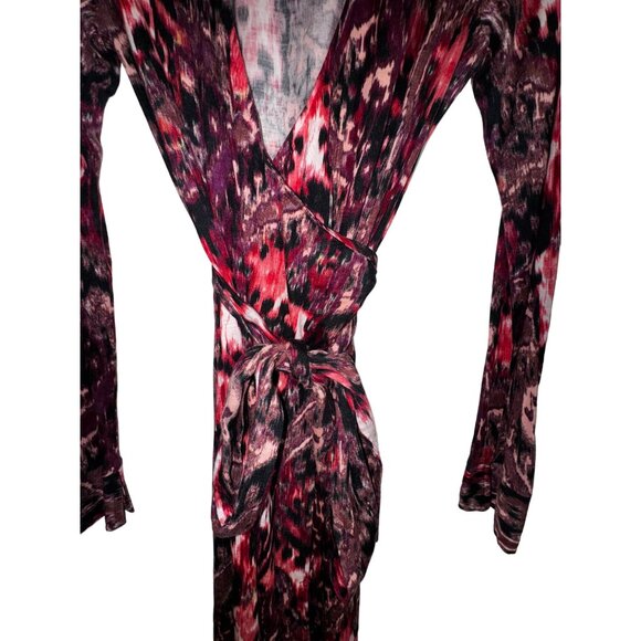 Marciano‎ Long Sleeve Wrap Dress Vibrant Abstract Print Large - Picture 5 of 7